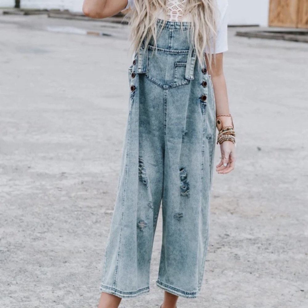Three bird nest wide leg overalls